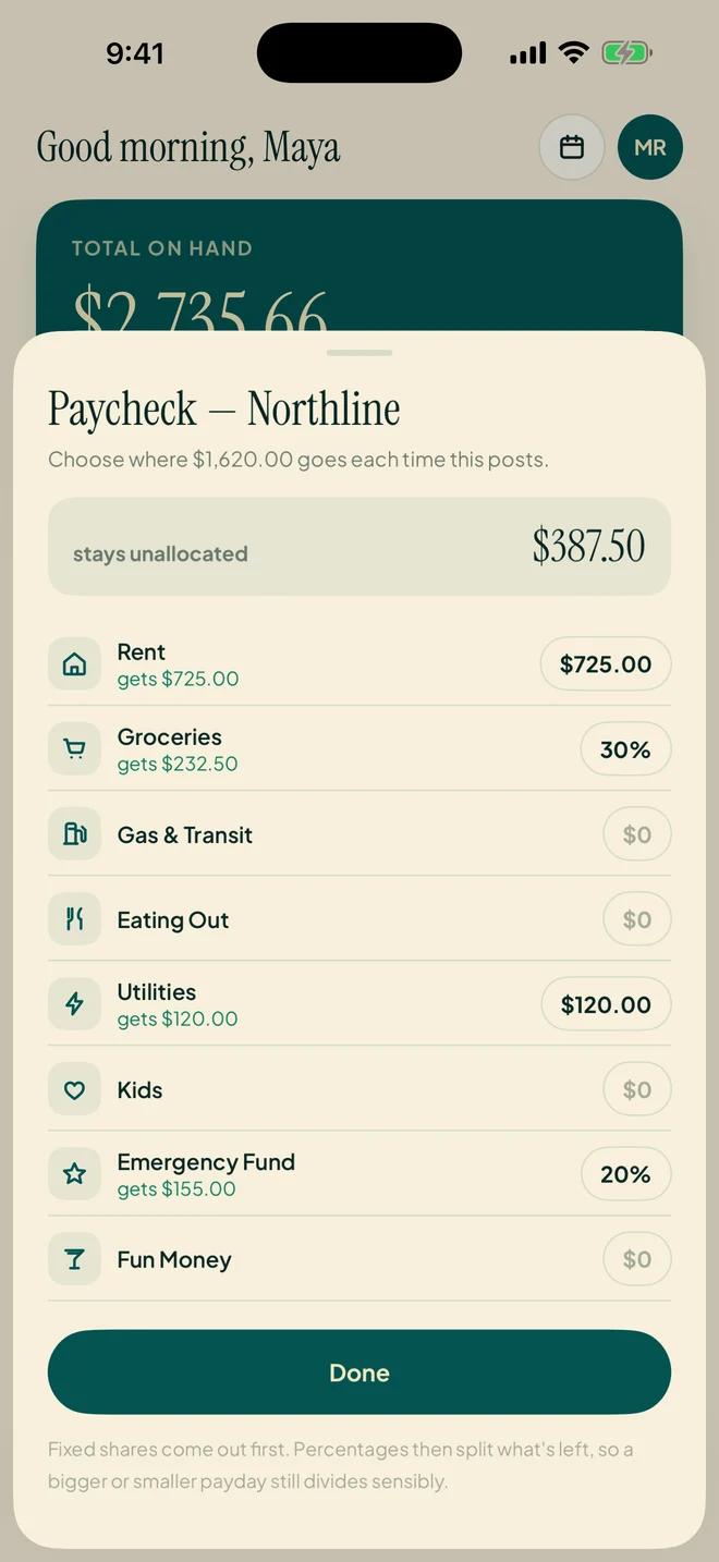 Divide your pay automatically.